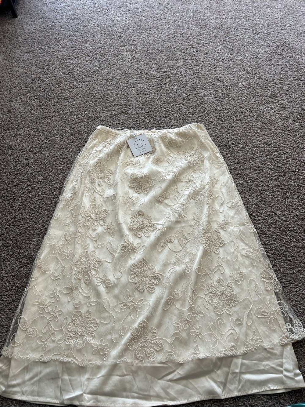 Ivory Lace A-Line Skirt - Unbranded